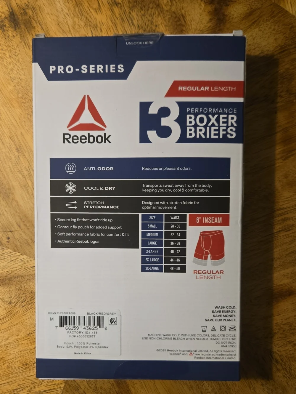 Men's Reebok Boxer Briefs (Medium) And Crew Socks Bundle (6-12.5)